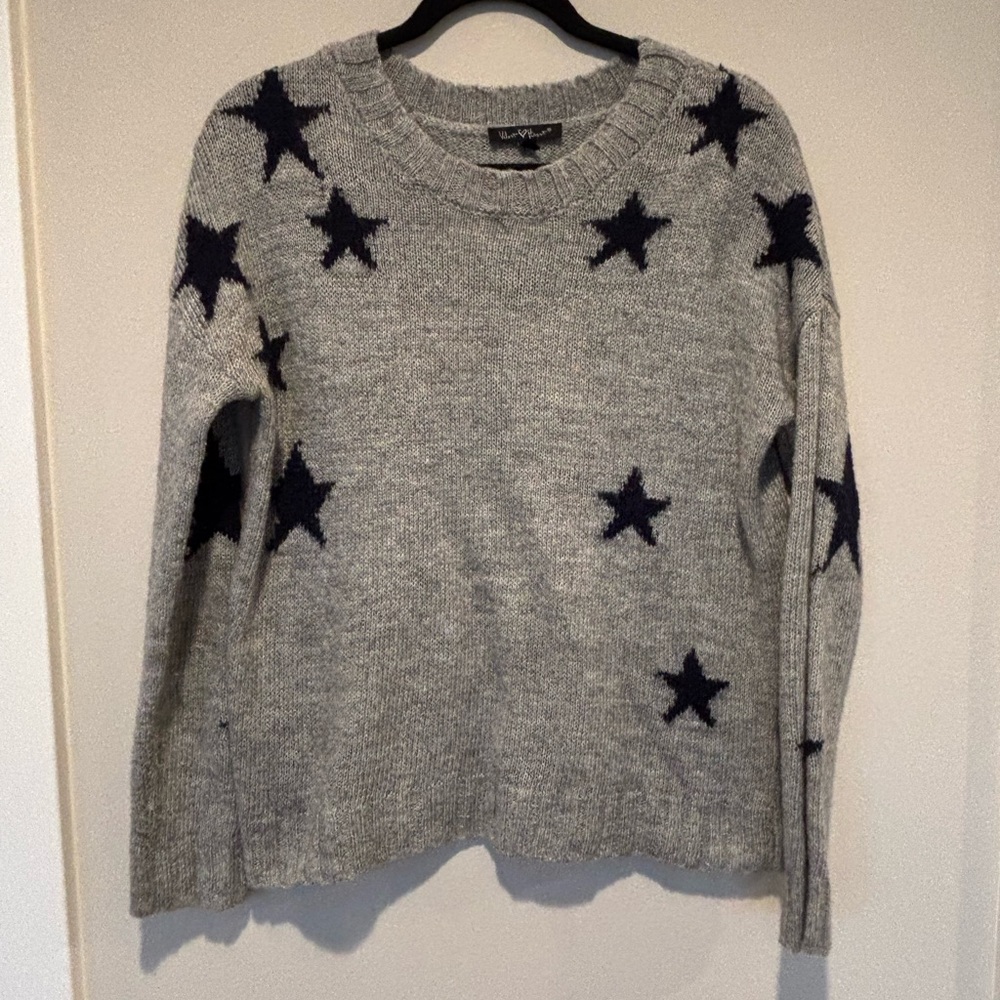Velvet Heart Heather Gray Star Sweater 162 Sale